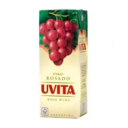 Vino uvita en carton rosado